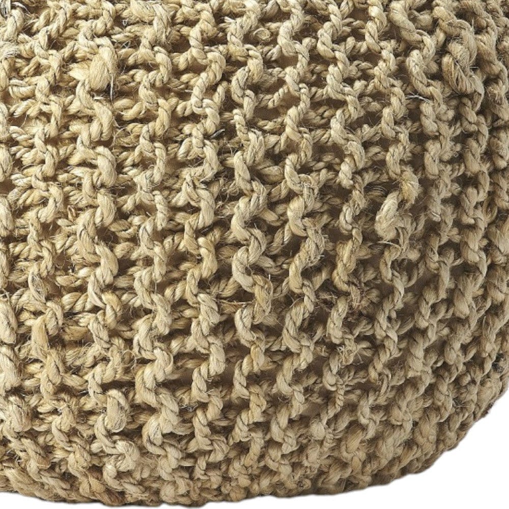 19" Natural Jute Round Pouf Ottoman - Homeroots