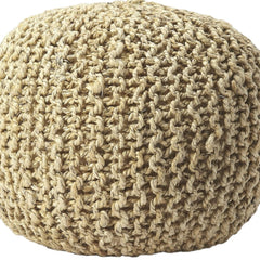 19" Natural Jute Round Pouf Ottoman - Homeroots