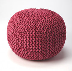 19" Pink Round Pouf Ottoman - Homeroots