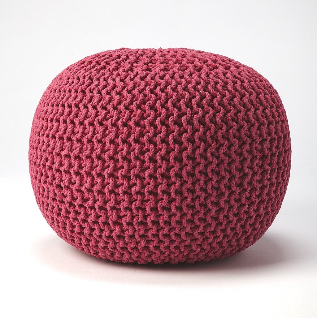 19" Pink Round Pouf Ottoman - Homeroots