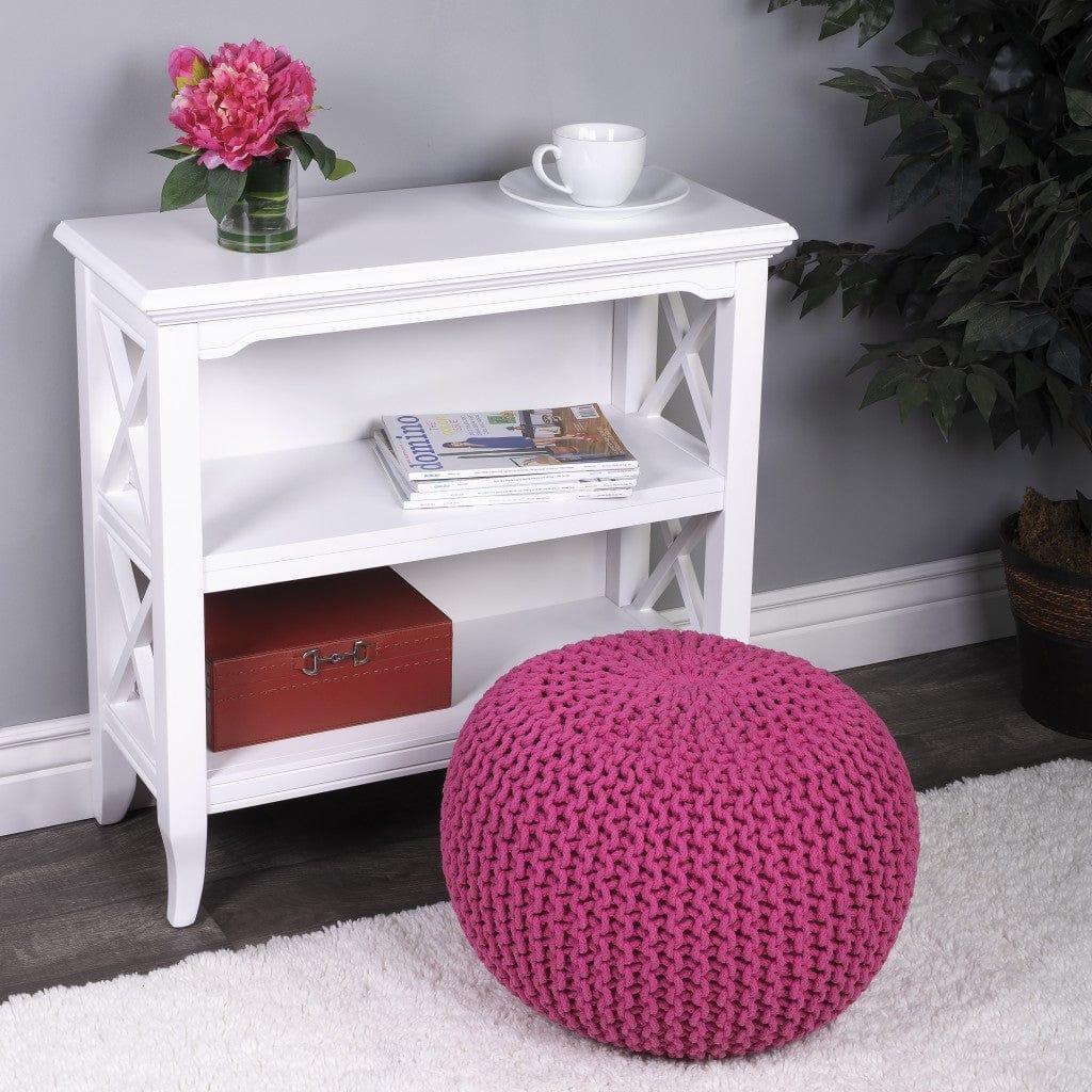 19" Pink Round Pouf Ottoman - Homeroots