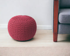 19" Pink Round Pouf Ottoman - Homeroots