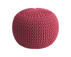 19" Pink Round Pouf Ottoman - Homeroots