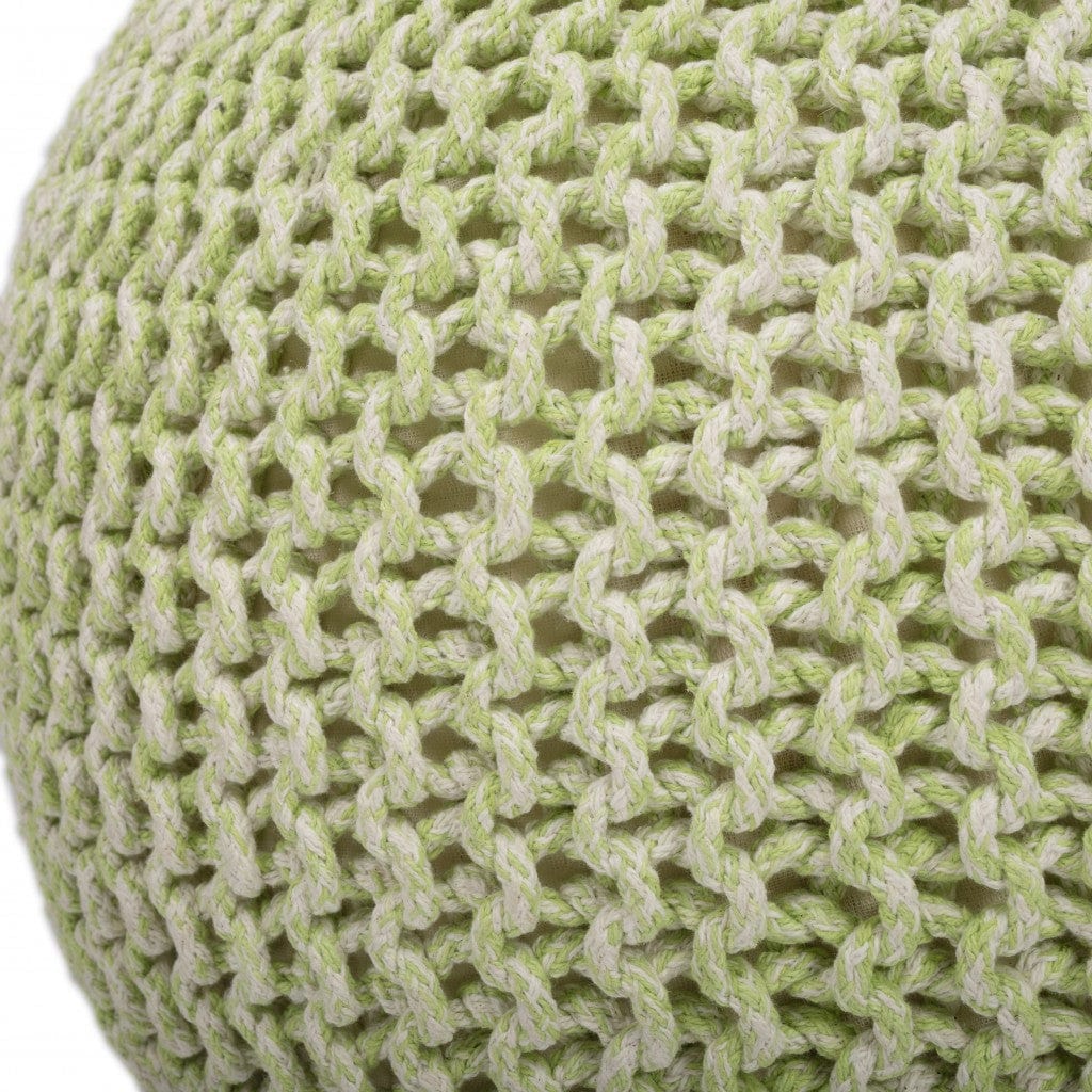 19" Green Round Pouf Ottoman - Homeroots