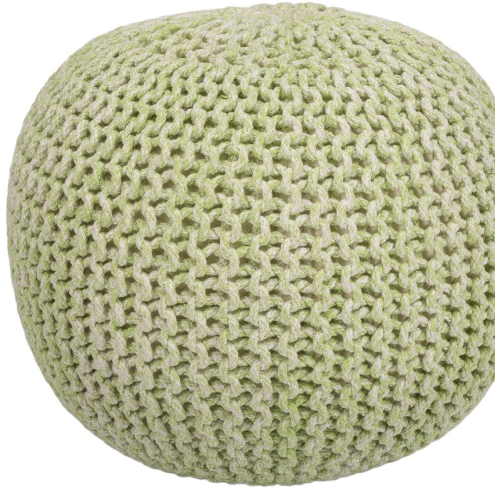 19" Green Round Pouf Ottoman - Homeroots