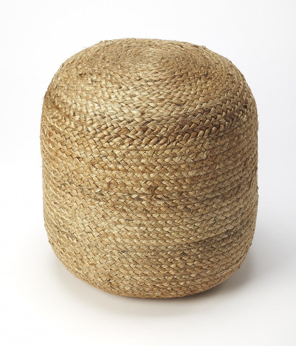 16" Jute Round Pouf Ottoman - Homeroots