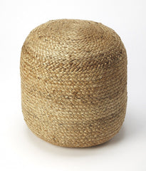 16" Jute Round Pouf Ottoman - Homeroots