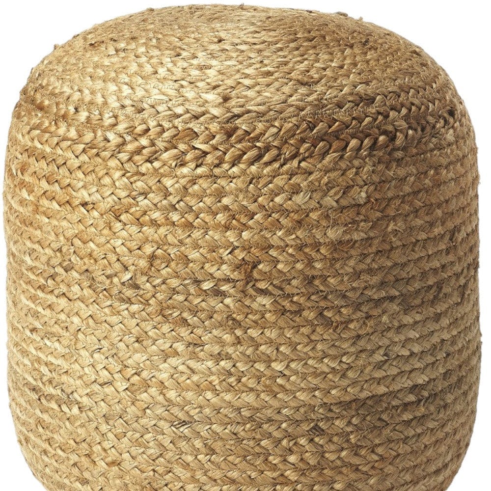 16" Jute Round Pouf Ottoman - Homeroots