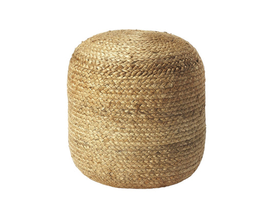 16" Jute Round Pouf Ottoman - Homeroots