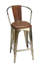 28" Brown And Gold Iron Bar Chair - Homeroots