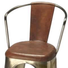 28" Brown And Gold Iron Bar Chair - Homeroots