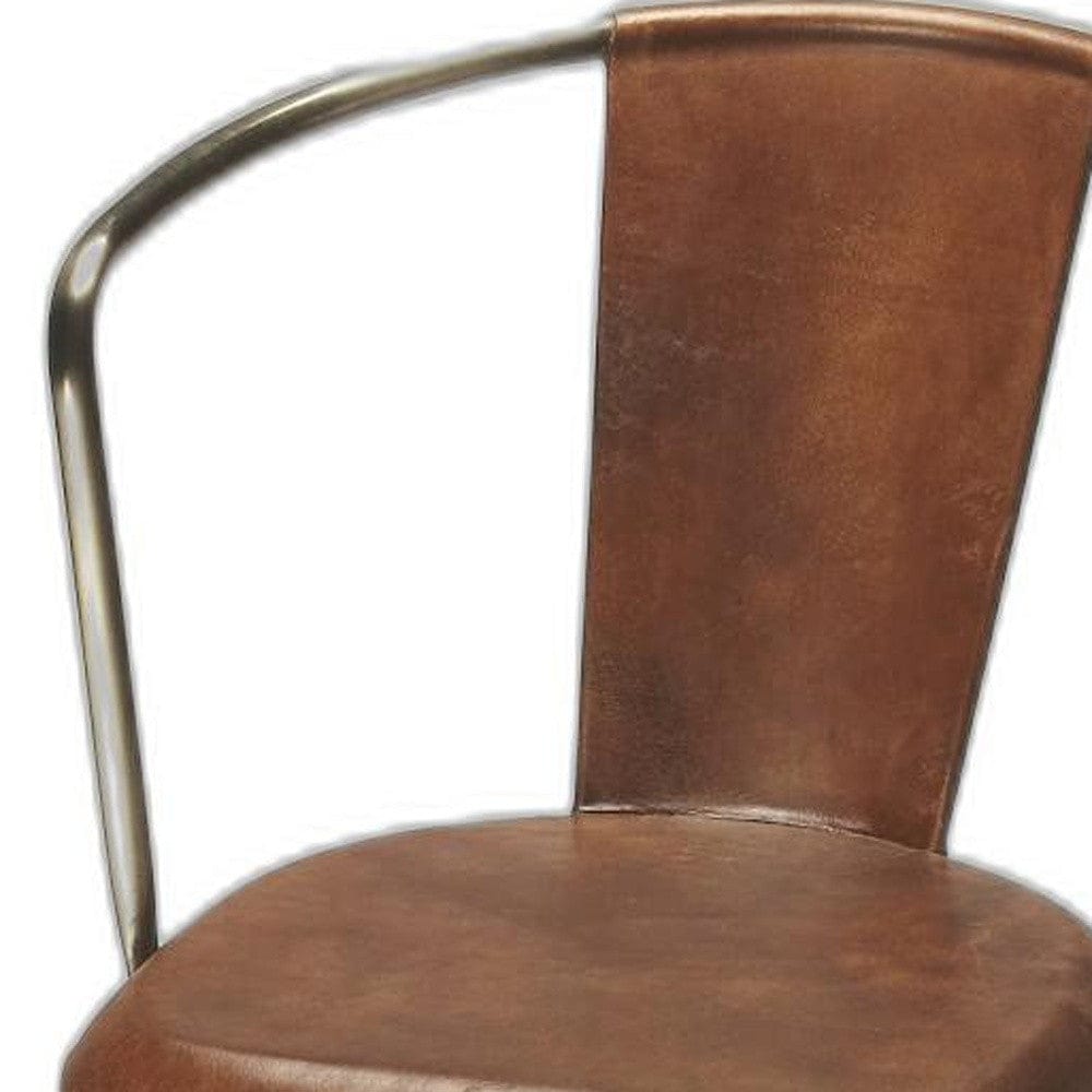 28" Brown And Gold Iron Bar Chair - Homeroots