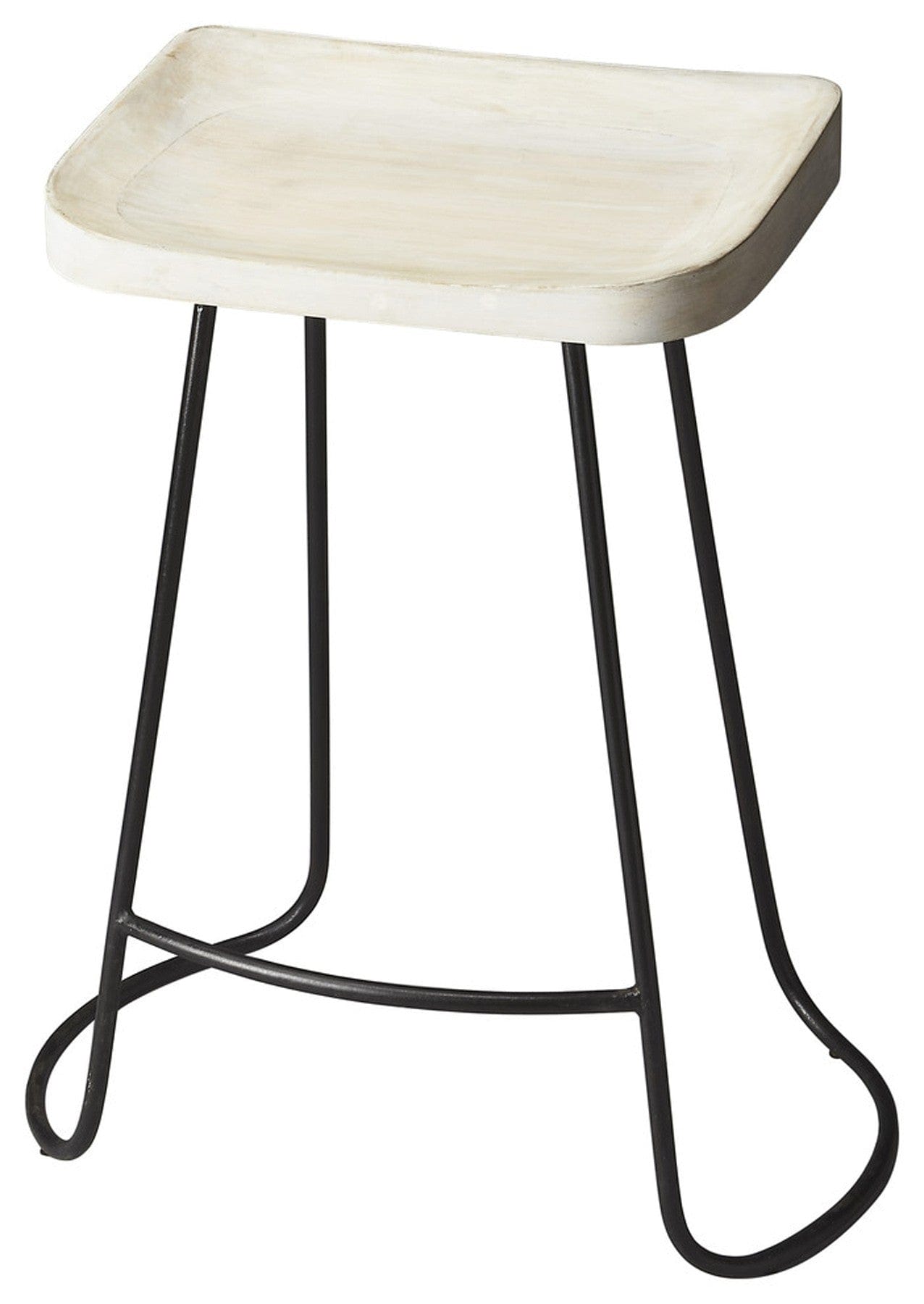 21" Off White And Black Manufactured Wood And Iron Backless Counter Height Bar Chair - Homeroots