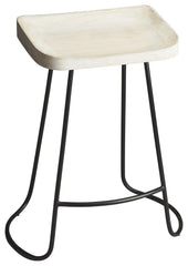 21" Off White And Black Manufactured Wood And Iron Backless Counter Height Bar Chair - Homeroots