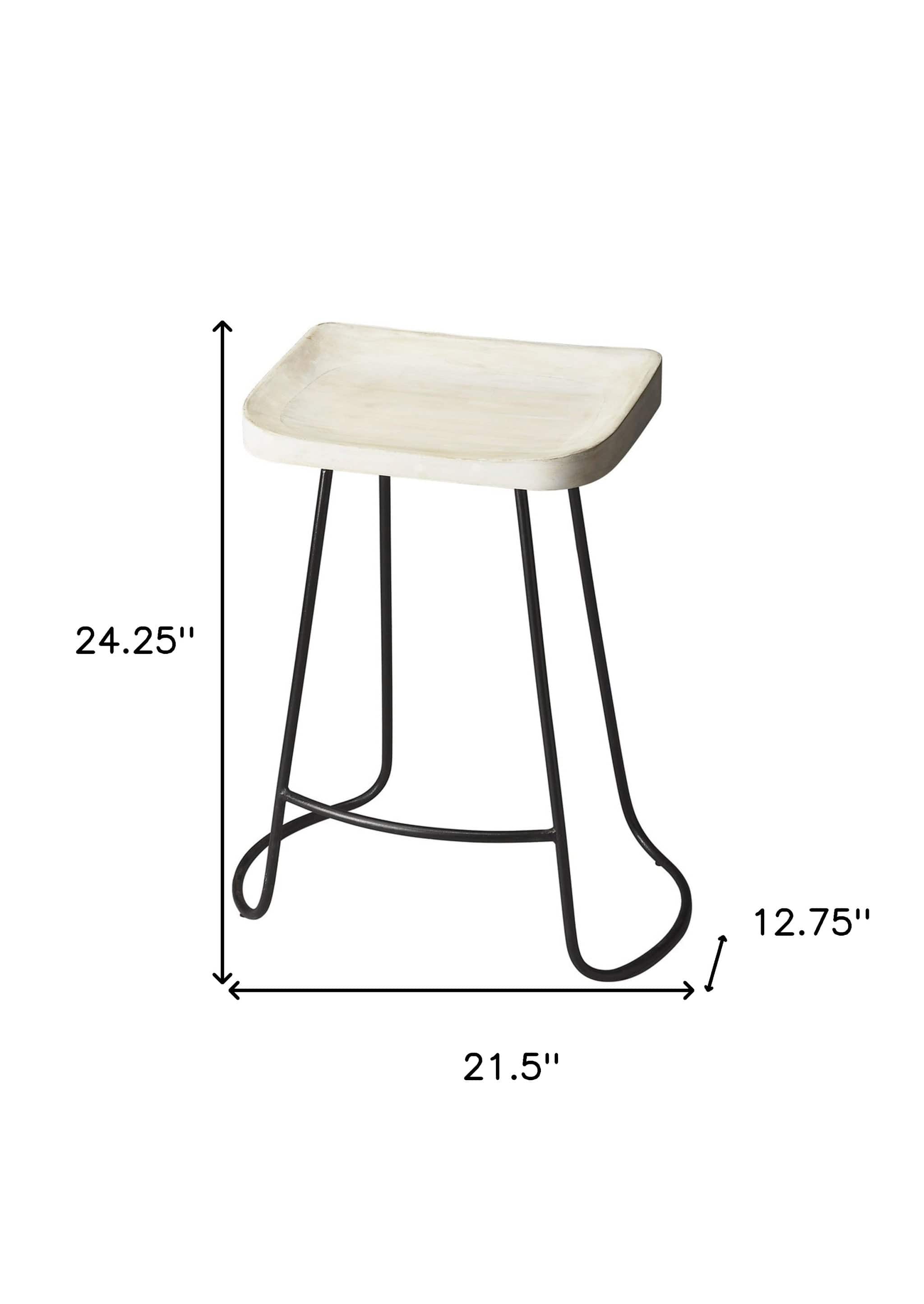 21" Off White And Black Manufactured Wood And Iron Backless Counter Height Bar Chair - Homeroots