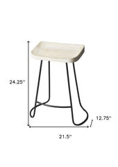 21" Off White And Black Manufactured Wood And Iron Backless Counter Height Bar Chair - Homeroots