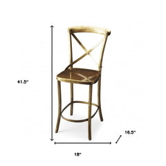 24" Gold Iron Bar Chair - Homeroots