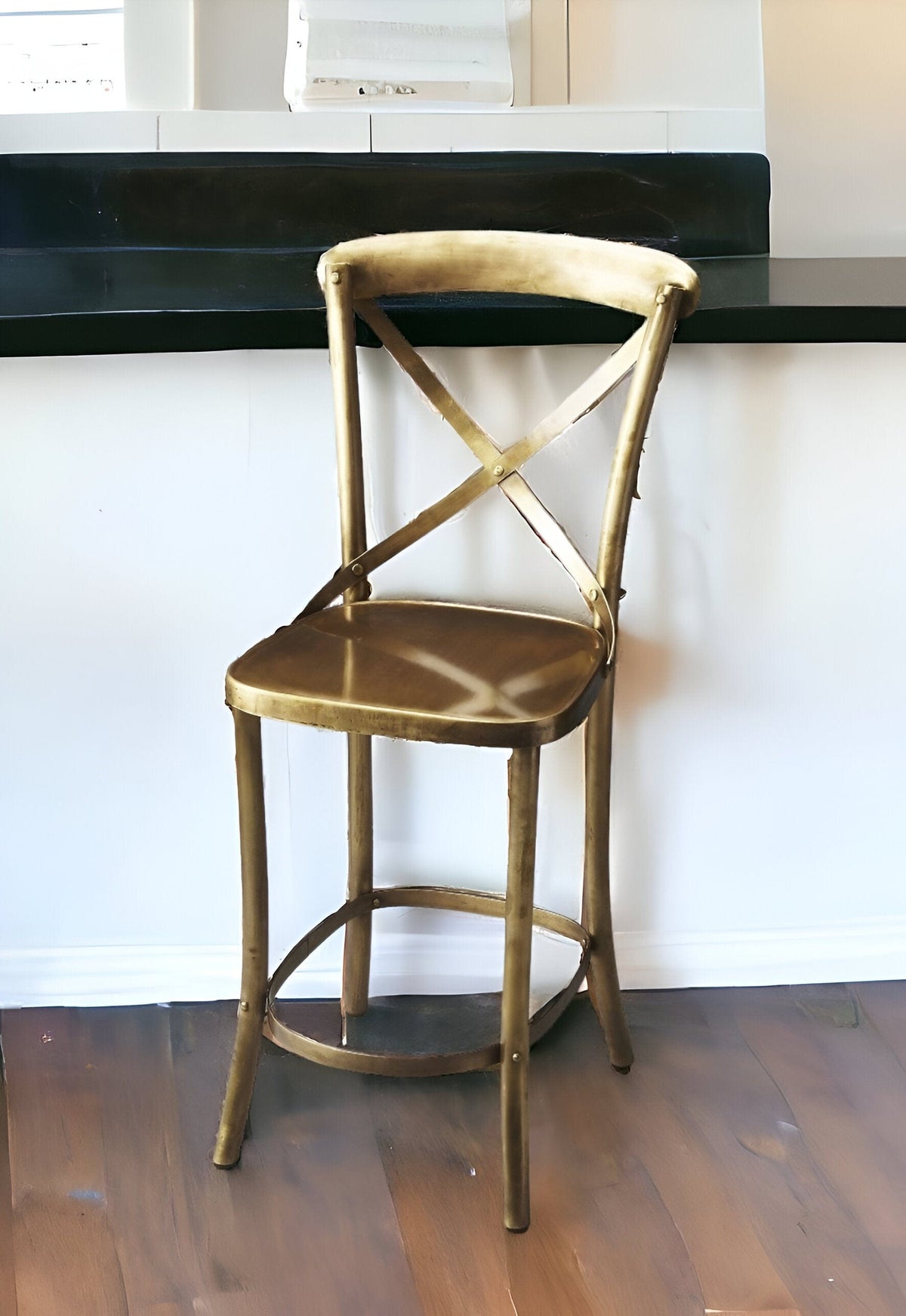 24" Gold Iron Bar Chair - Homeroots