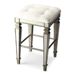 30" White And Silver Backless Counter Height Bar Chair - Homeroots