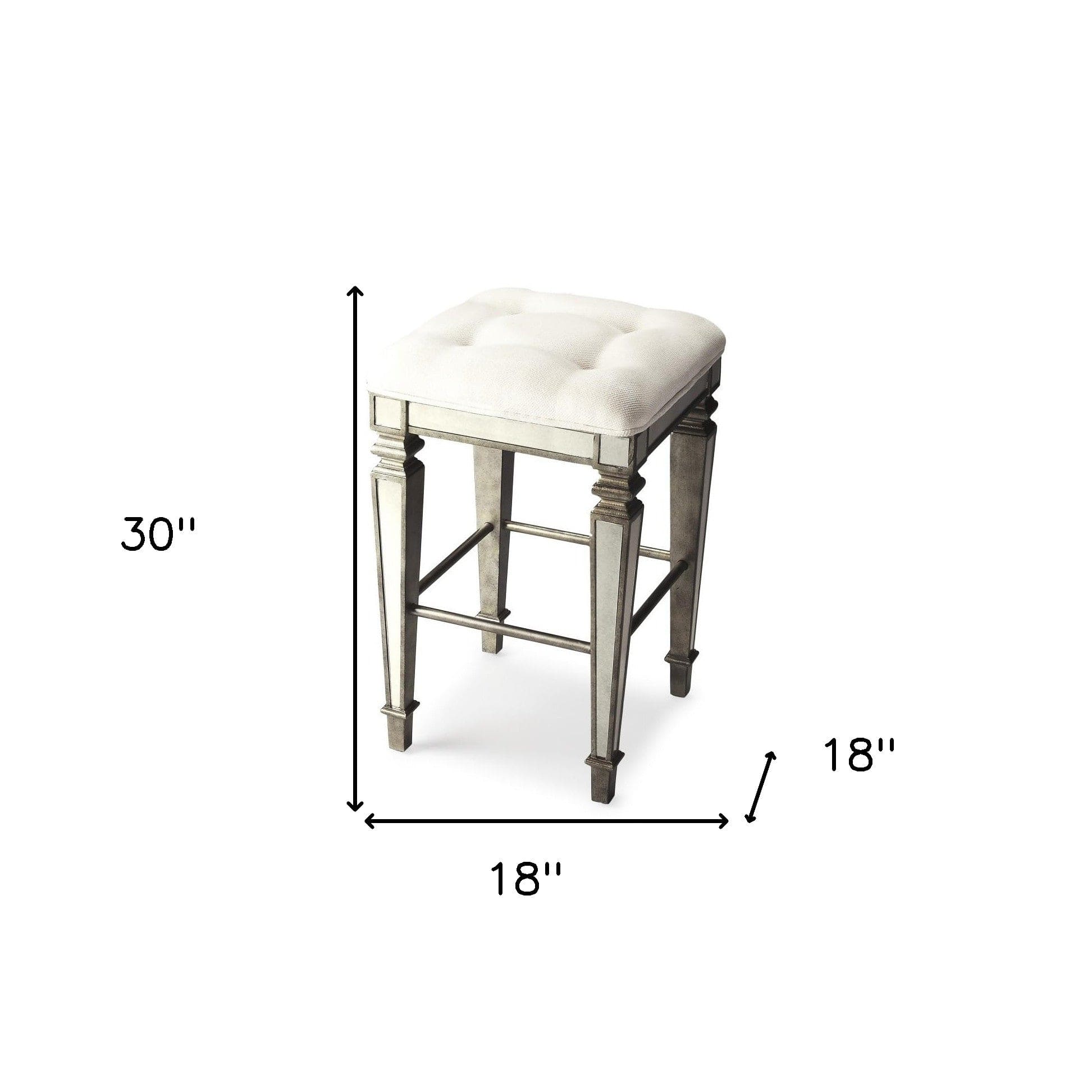 30" White And Silver Backless Counter Height Bar Chair - Homeroots