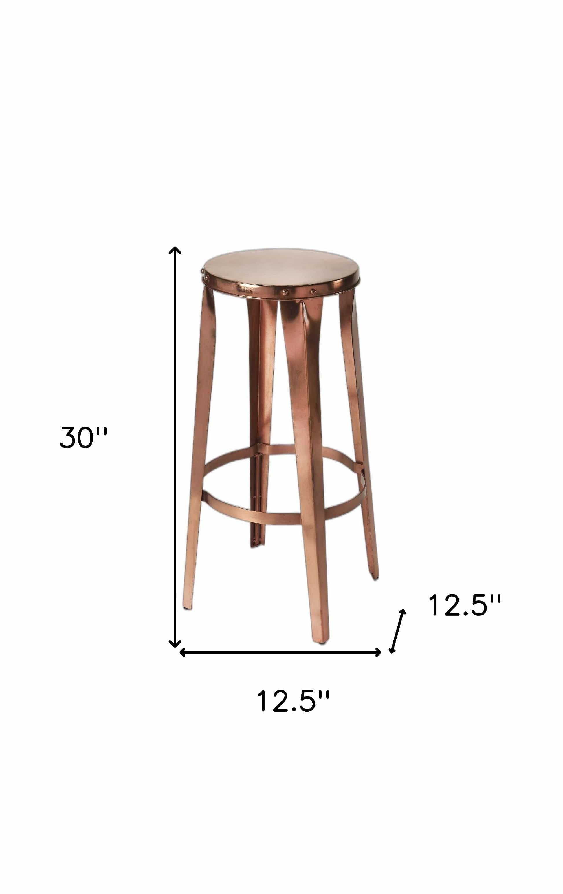 30" Copper Iron Backless Bar Height Bar Chair - Homeroots