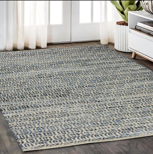 5' X 8' Blue and Gray Area Rug - Homeroots