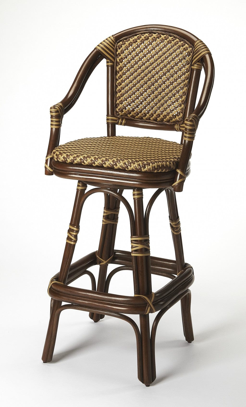 30" Brown Rattan Bar Chair - Homeroots