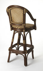 30" Brown Rattan Bar Chair - Homeroots