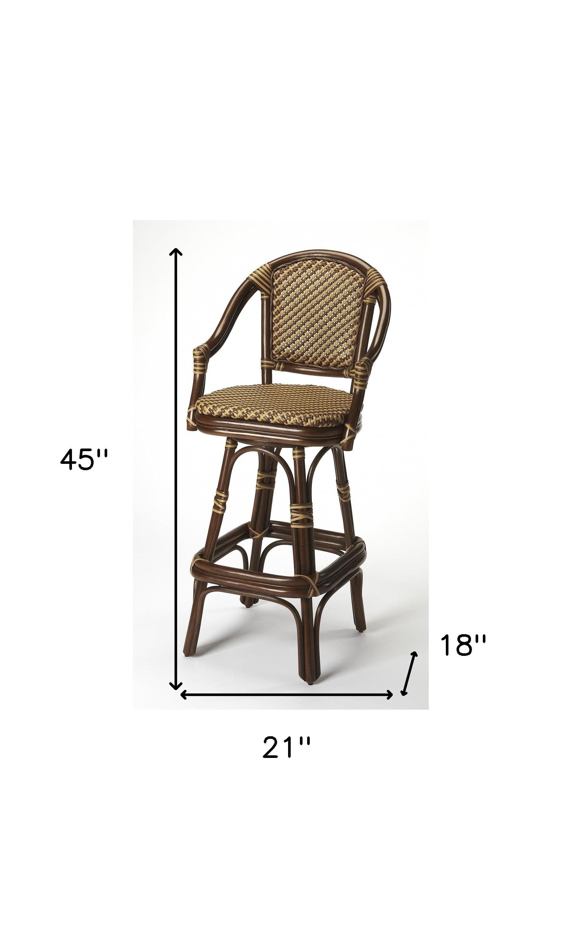 30" Brown Rattan Bar Chair - Homeroots