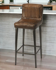 32" Brown And Black Iron Bar Chair - Homeroots