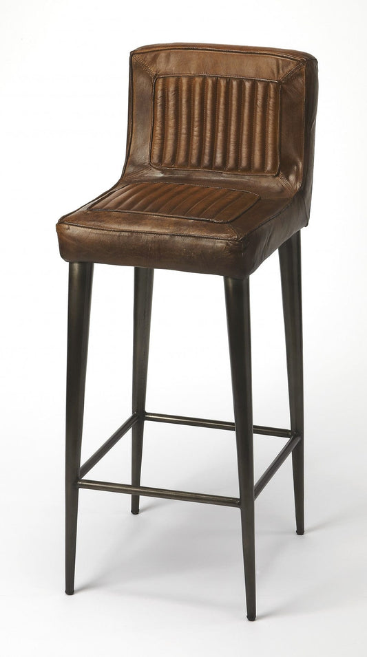 32" Brown And Black Iron Bar Chair - Homeroots