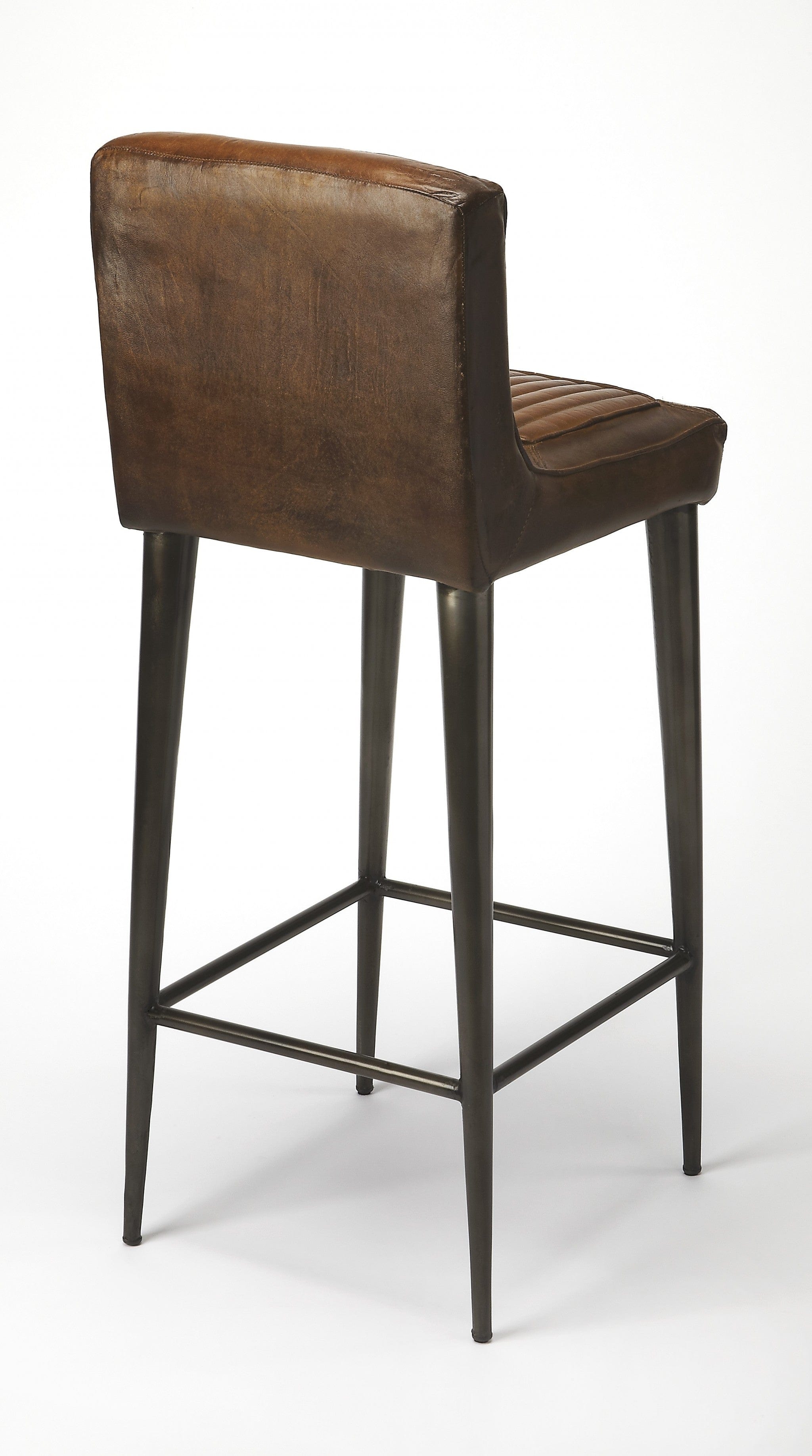 32" Brown And Black Iron Bar Chair - Homeroots