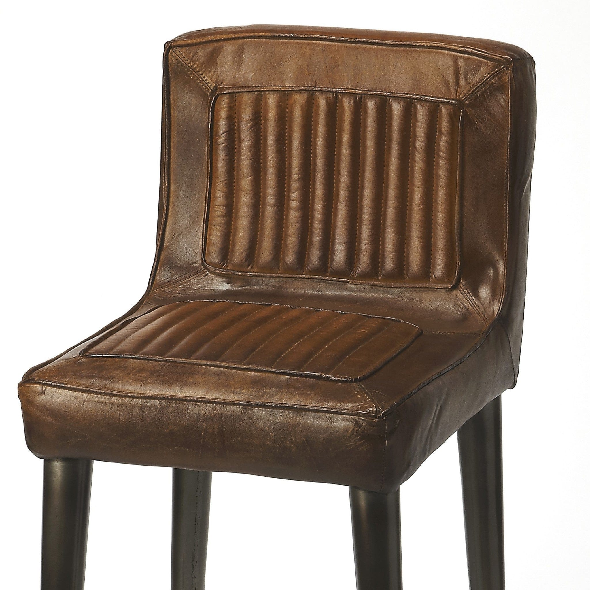 32" Brown And Black Iron Bar Chair - Homeroots