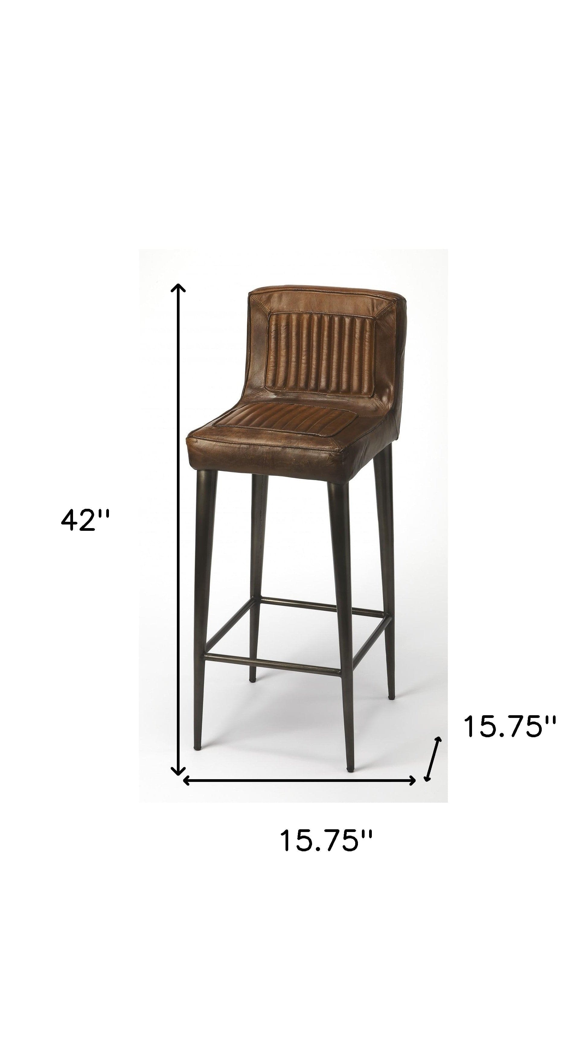 32" Brown And Black Iron Bar Chair - Homeroots