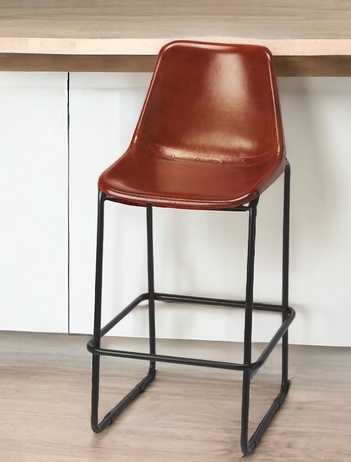 28" Brown And Black Iron Bar Chair - Homeroots