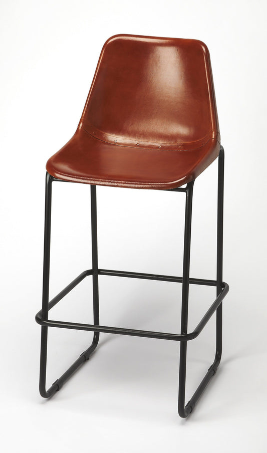 28" Brown And Black Iron Bar Chair - Homeroots