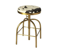 Black Off White And Gold Hair on Hide And Iron Adjustable Height Swivel Bar Chair