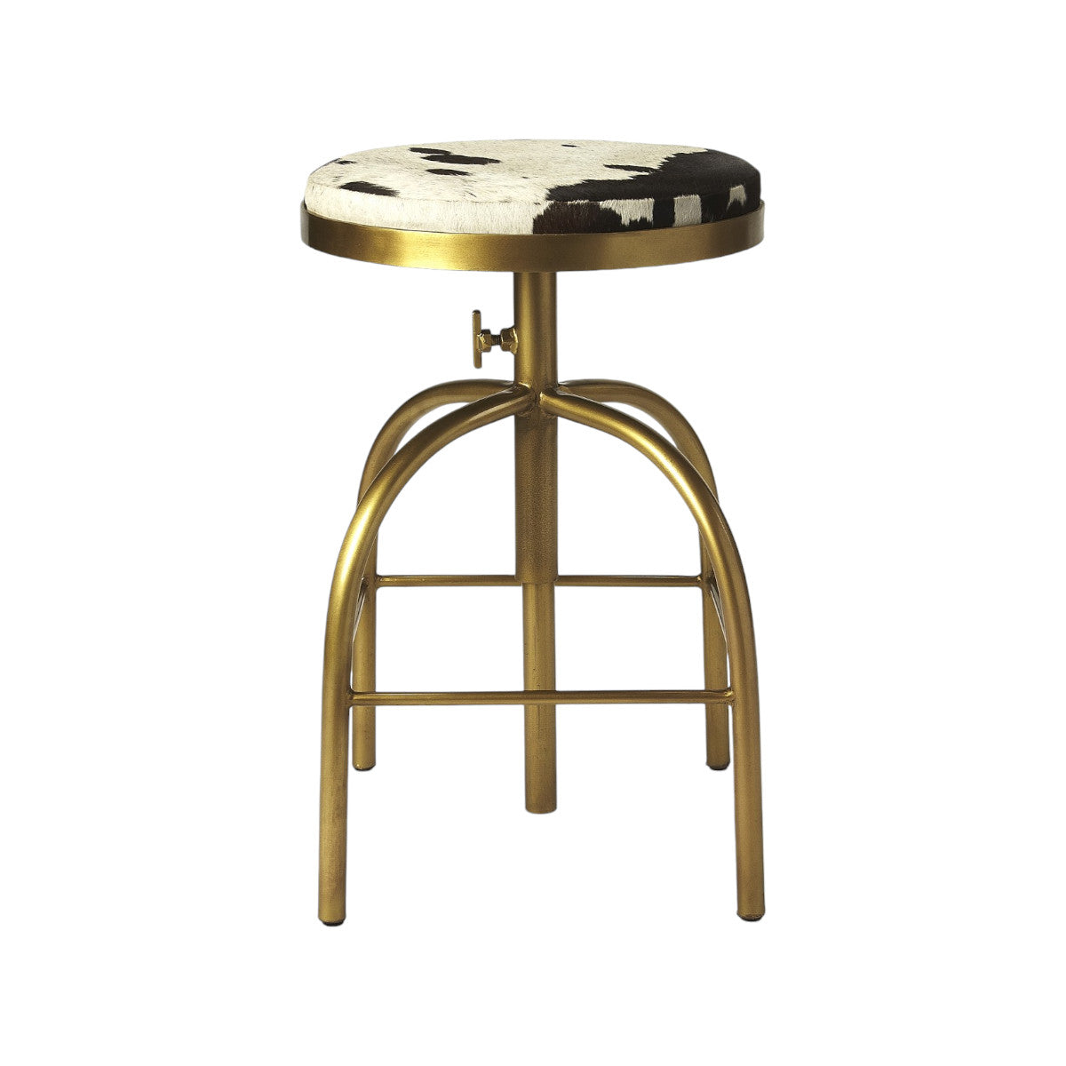 Black Off White And Gold Hair on Hide And Iron Adjustable Height Swivel Bar Chair