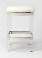 24" White And Clear Acrylic Backless Counter Height Bar Chair - Homeroots