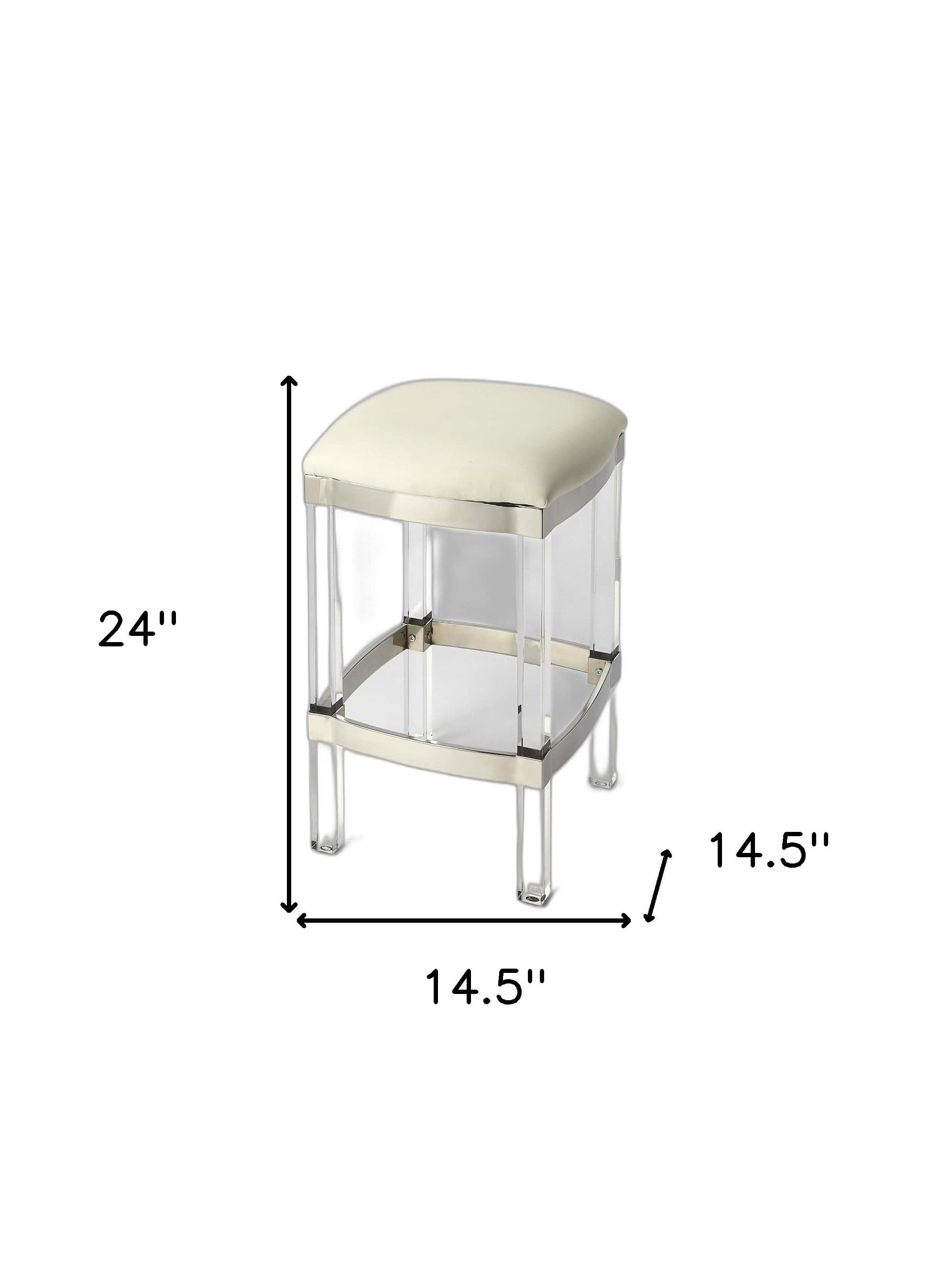 24" White And Clear Acrylic Backless Counter Height Bar Chair - Homeroots