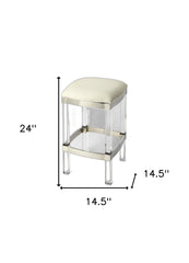 24" White And Clear Acrylic Backless Counter Height Bar Chair - Homeroots