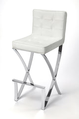 29" Off-white And Silver Iron Bar Chair - Homeroots