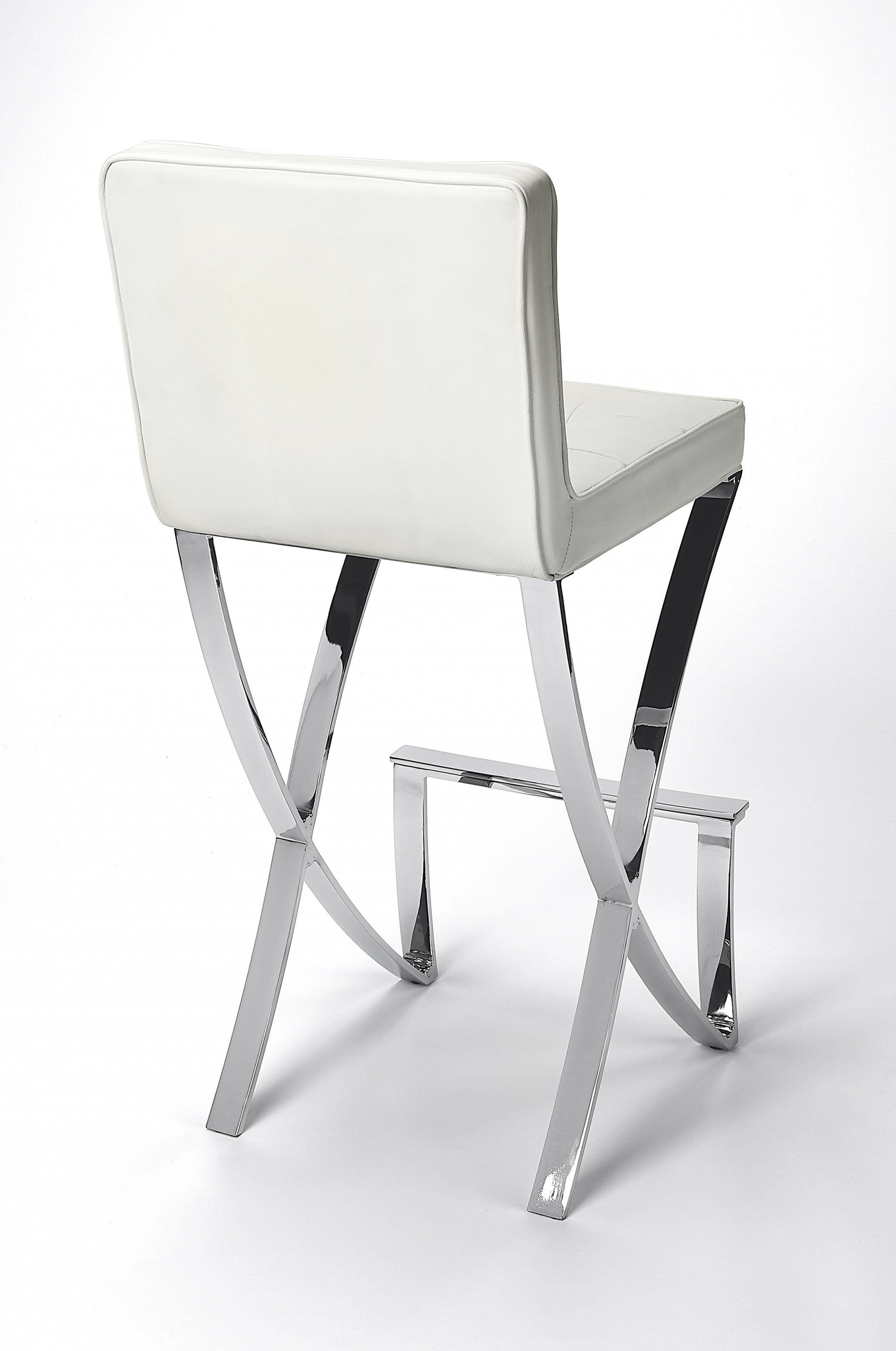 29" Off-white And Silver Iron Bar Chair - Homeroots