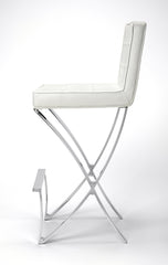 29" Off-white And Silver Iron Bar Chair - Homeroots