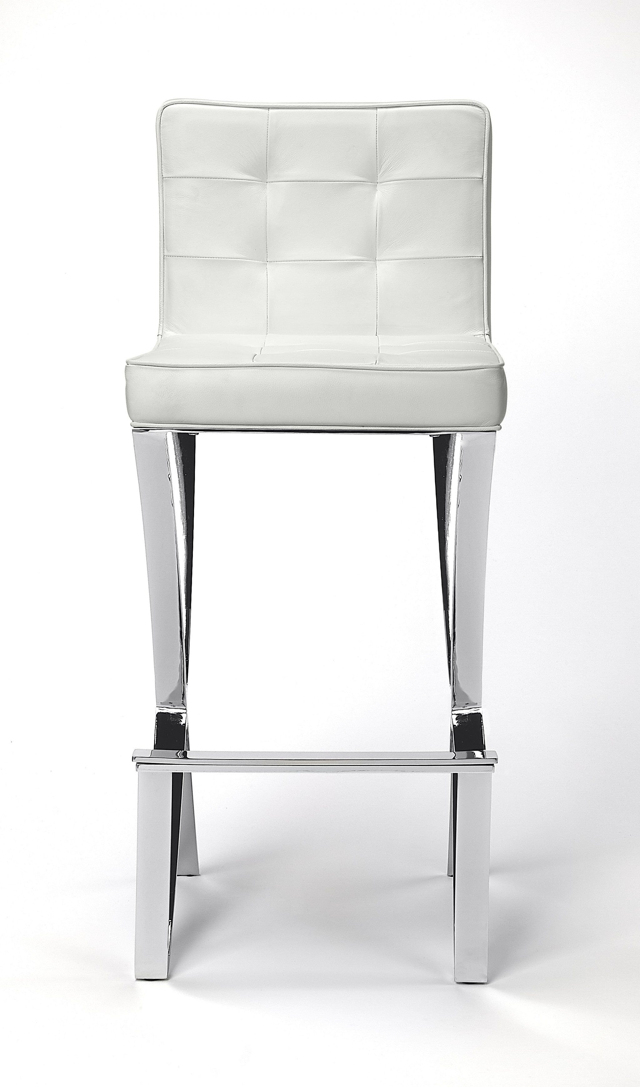 29" Off-white And Silver Iron Bar Chair - Homeroots