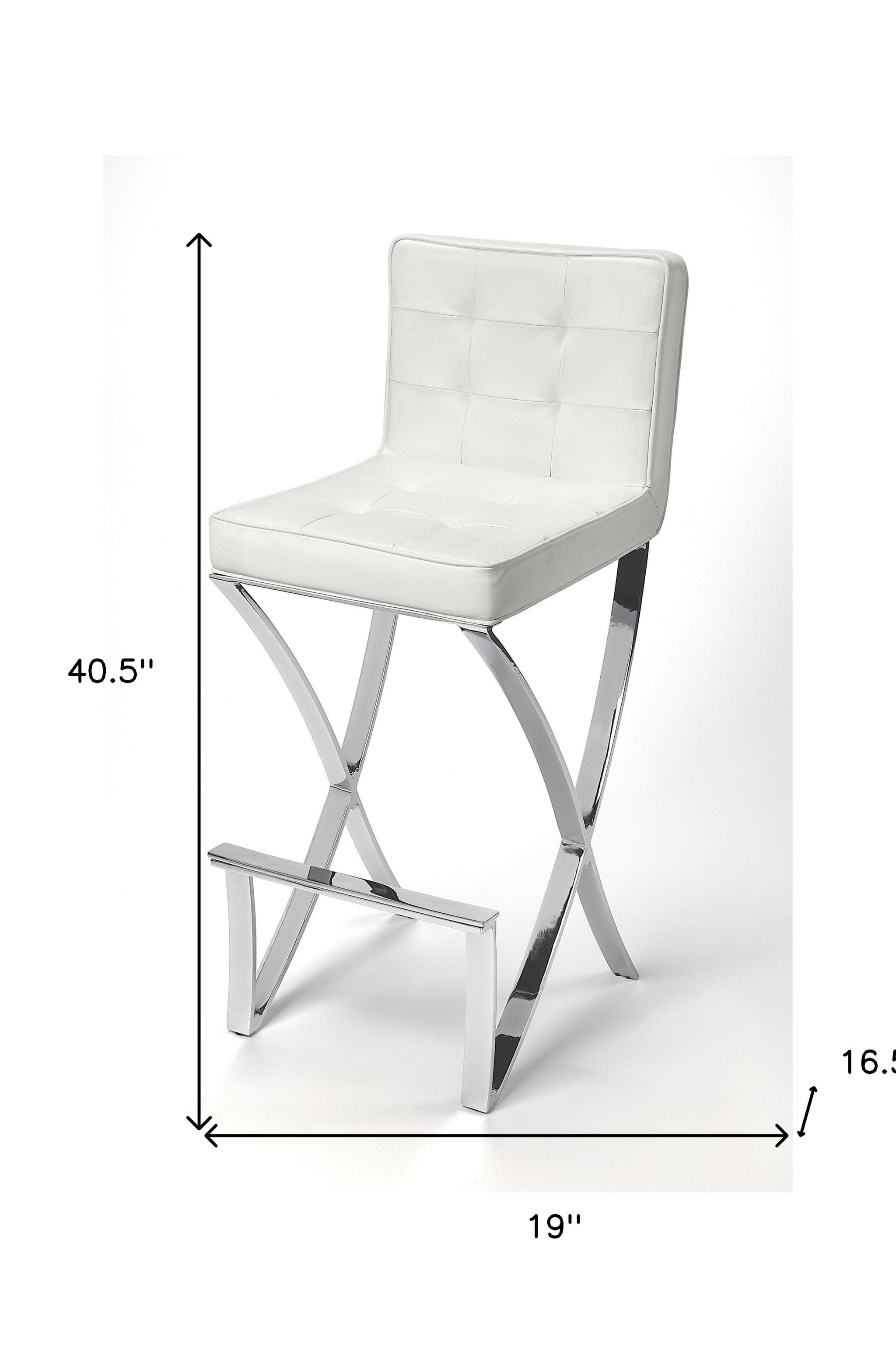 29" Off-white And Silver Iron Bar Chair - Homeroots