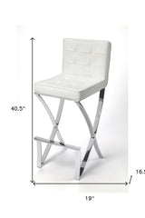 29" Off-white And Silver Iron Bar Chair - Homeroots