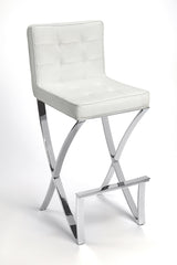 29" Off-white And Silver Iron Bar Chair - Homeroots