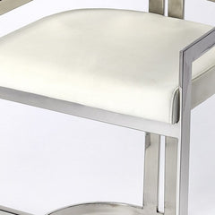 28" White And Silver Stainless Steel Low back Counter Height Bar Chair - Homeroots