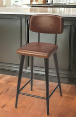 28" Brown And Black Iron Bar Chair - Homeroots